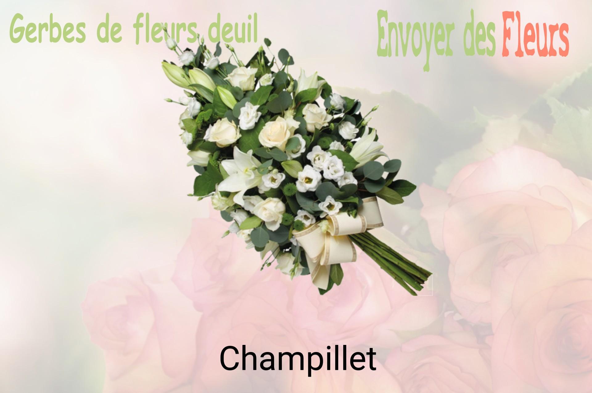 Gerbe de fleurs de deuil livrée à Champillet